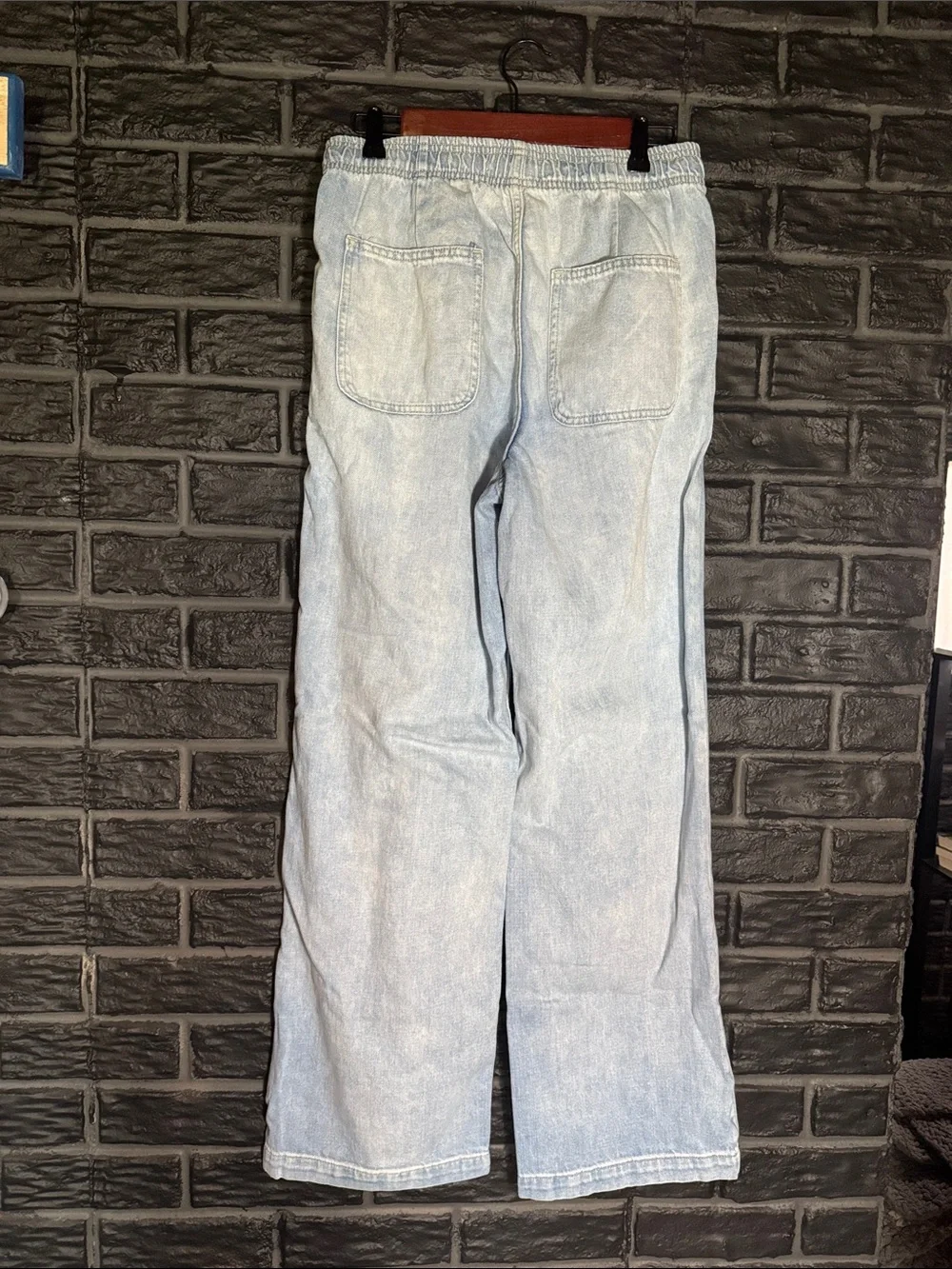 GAP Light Blue High Waisted Long Relaxed Drawstring Jeans